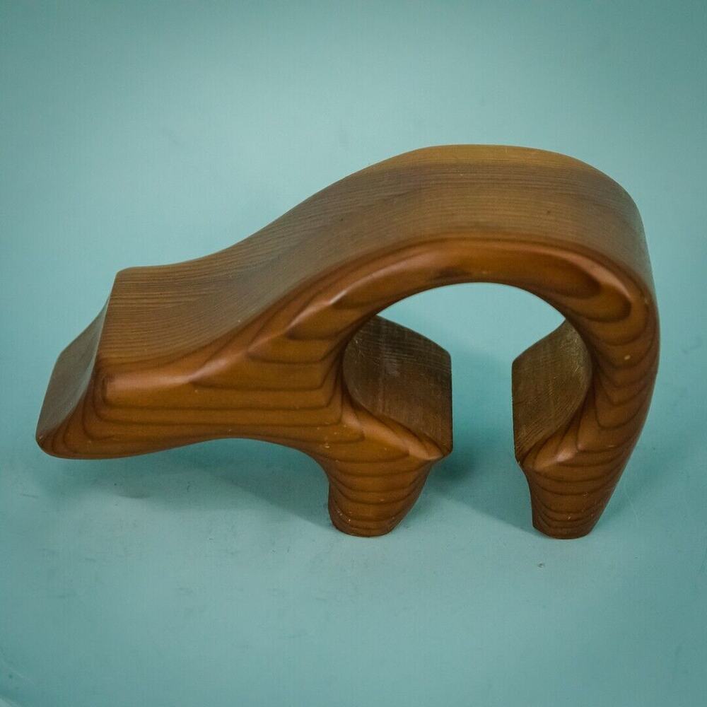 Fred Buss Woodworks Handcrafted Native Redwood Wood Bear Figurine Home Decor